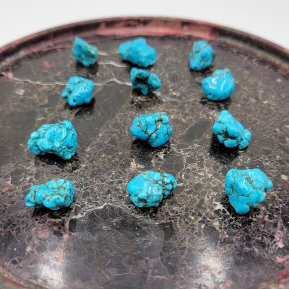 Natural Tumbled Turquoise Stone Beads Rough Gemstone 12pcs - Picture 3 of 10